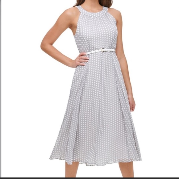 TOMMY HILFIGER Gray Polka Dot Sleeveless D… - Picture 3 of 16